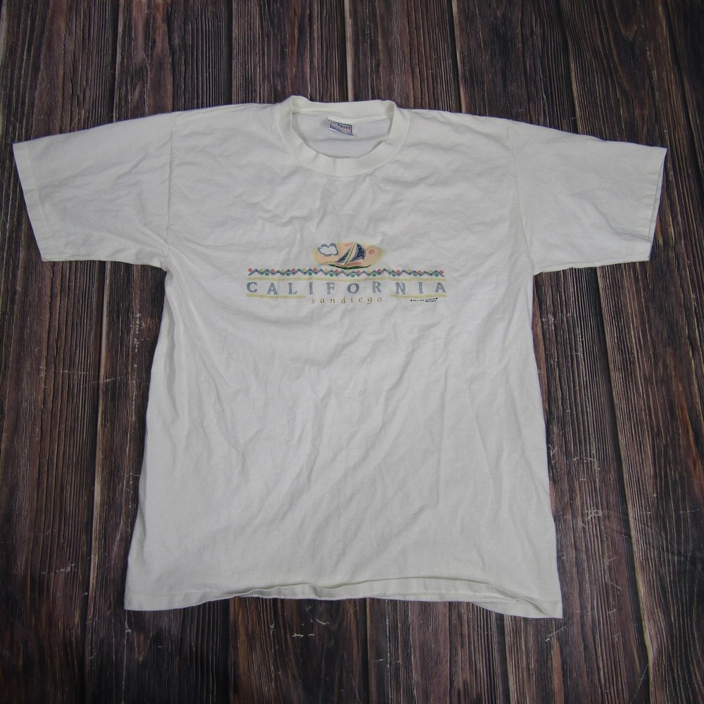 Vintage California San Diego Shirt Mens Large Single Stitch Sailboat Graphic